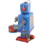 Robotel Tobosar Blue 10 cm Jucarie Mecanica din Metal cu Cheita Stil Retro Vintage - imagine 2