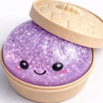 Jucarie antistres Squishy Dumpling cu sclipici si recipient 10 cm - imagine 4