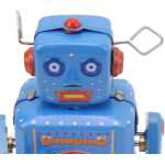 Robotel Tobosar Blue 10 cm Jucarie Mecanica din Metal cu Cheita Stil Retro Vintage - imagine 4