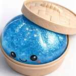 Jucarie antistres Squishy Dumpling cu sclipici si recipient 10 cm - imagine 5