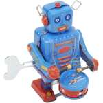 Robotel Tobosar Blue 10 cm Jucarie Mecanica din Metal cu Cheita Stil Retro Vintage