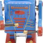 Robotel Tobosar Blue 10 cm Jucarie Mecanica din Metal cu Cheita Stil Retro Vintage - imagine 3