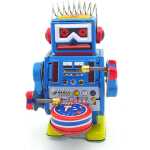 Robotel Tobosar din Metal Jucarie Mecanica cu Cheita Stil Retro Sci-Fi Vintage