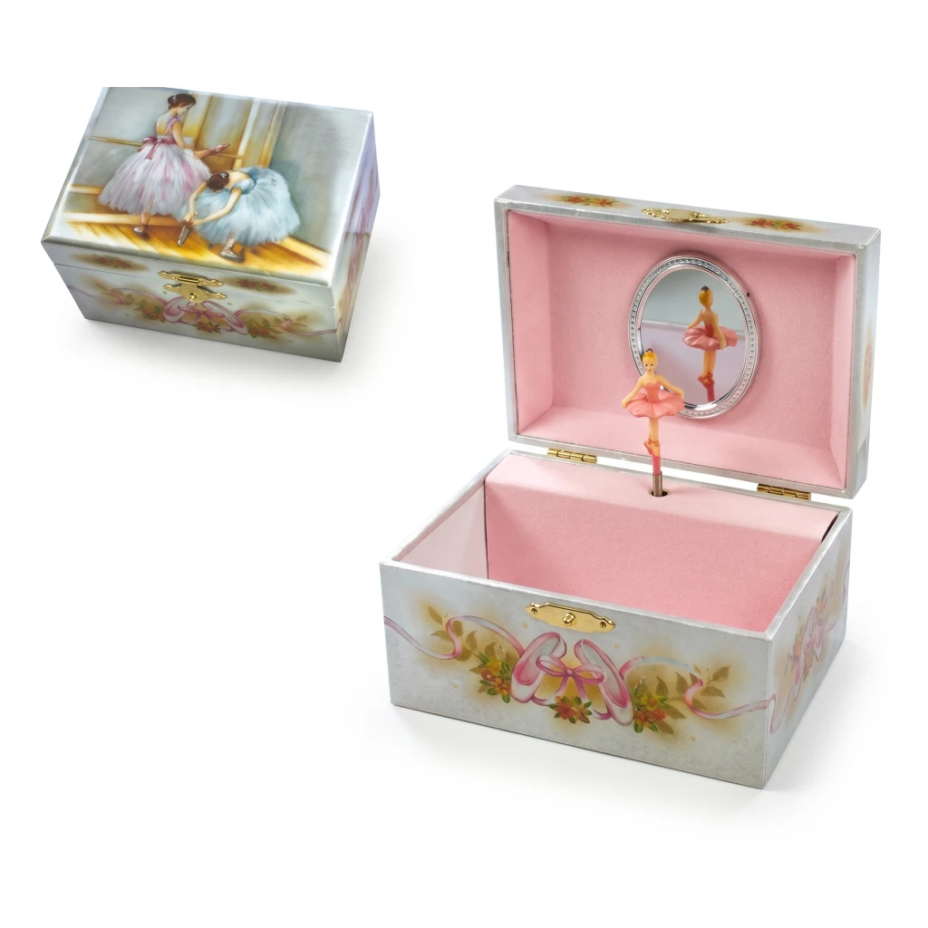 Cutie Bijuterii Muzicala cu Cheita Balerina si Oglinda Melodie Swan Lake Stil Vintage 15 cm