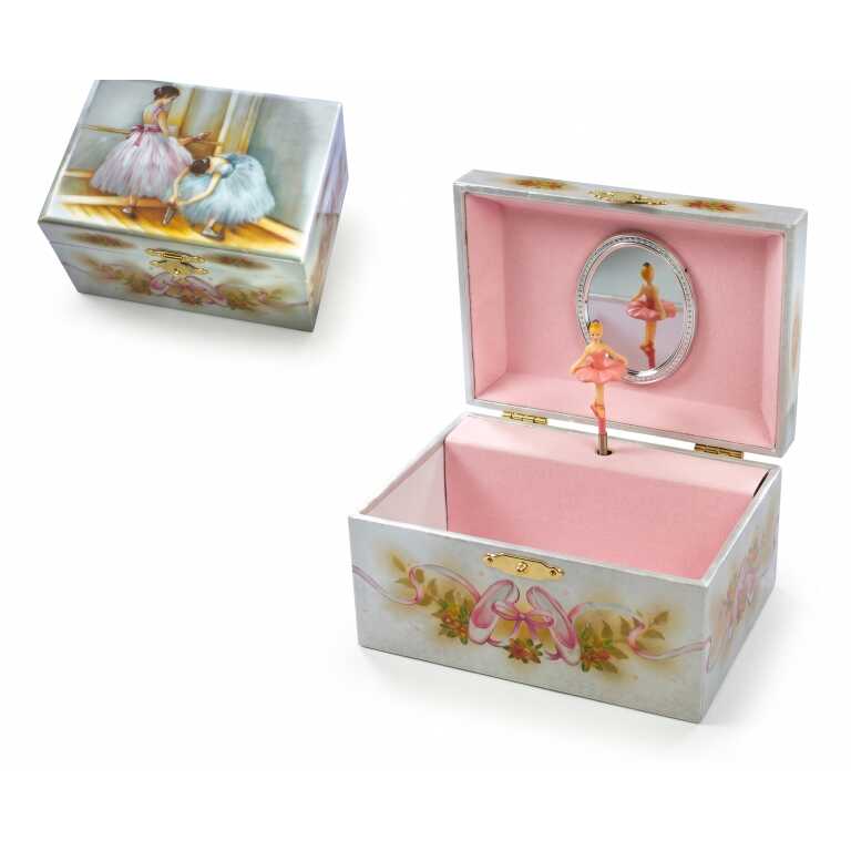 Cutie Bijuterii Muzicala cu Cheita Balerina si Oglinda Melodie Swan Lake Stil Vintage 15 cm