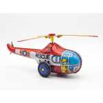 Elicopter Salvare Rescue S-54 Jucarie Mecanica din Metal cu Cheita Stil Retro Vintage 12cm