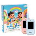 Set statii walkie talkie video copii cu ecran camera si comunicare audio albastru si roz - imagine 6