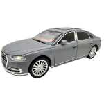 Macheta auto Audi A8 gri metalica cu sunete lumini usi si capota functionale 1:24