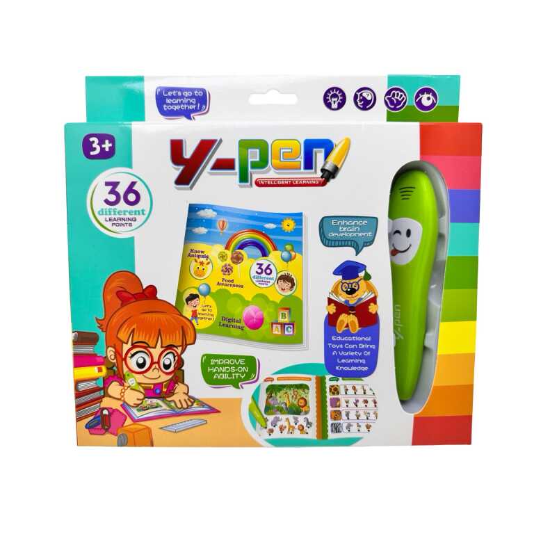 Creion interactiv educativ Y-Pen cu carte sunete si lumini 36 activitati invatare copii