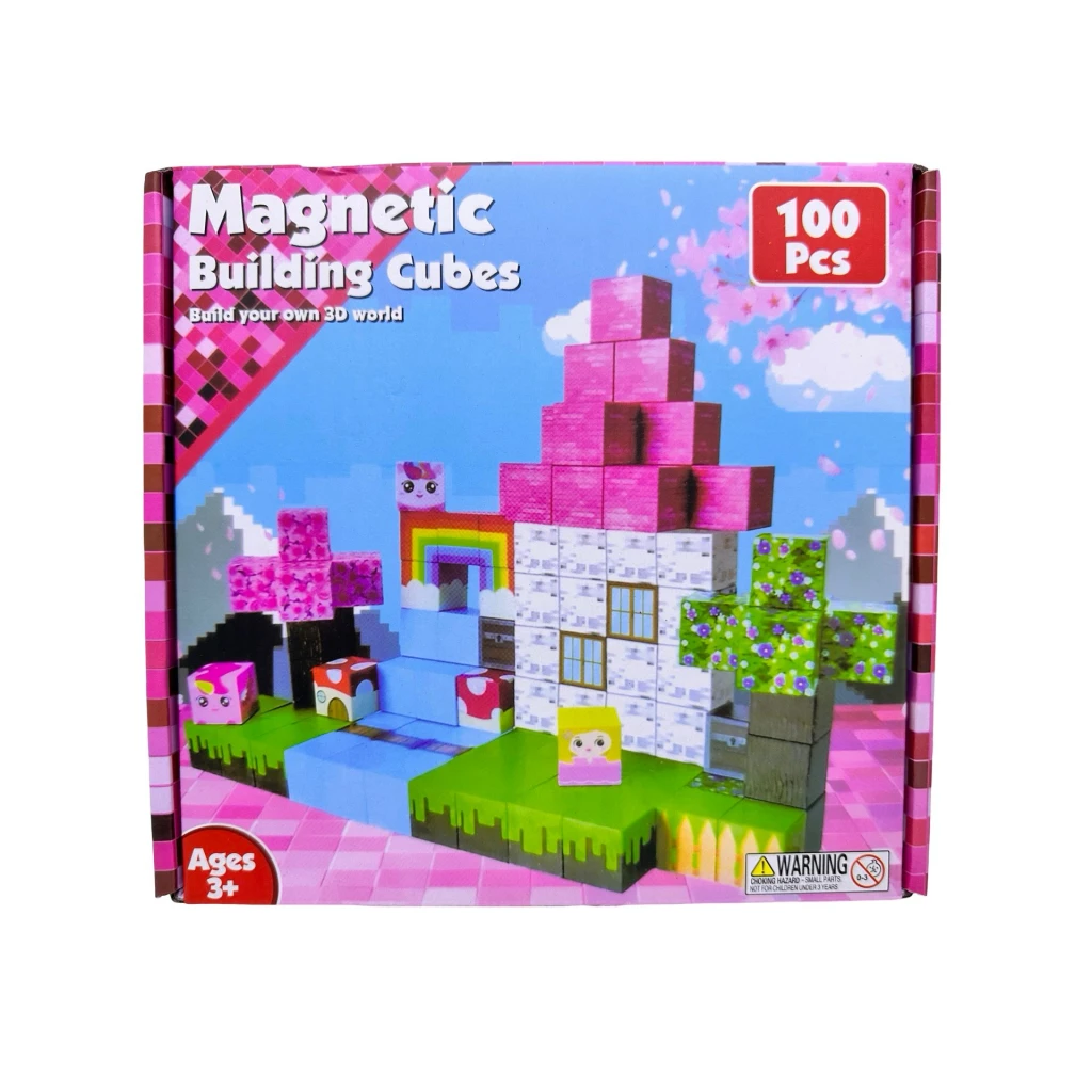 Set cuburi magnetice de construit 100 piese casuta printesei