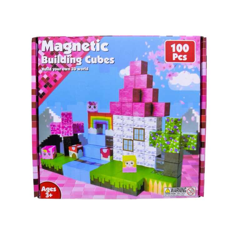 Set cuburi magnetice de construit 100 piese casuta printesei