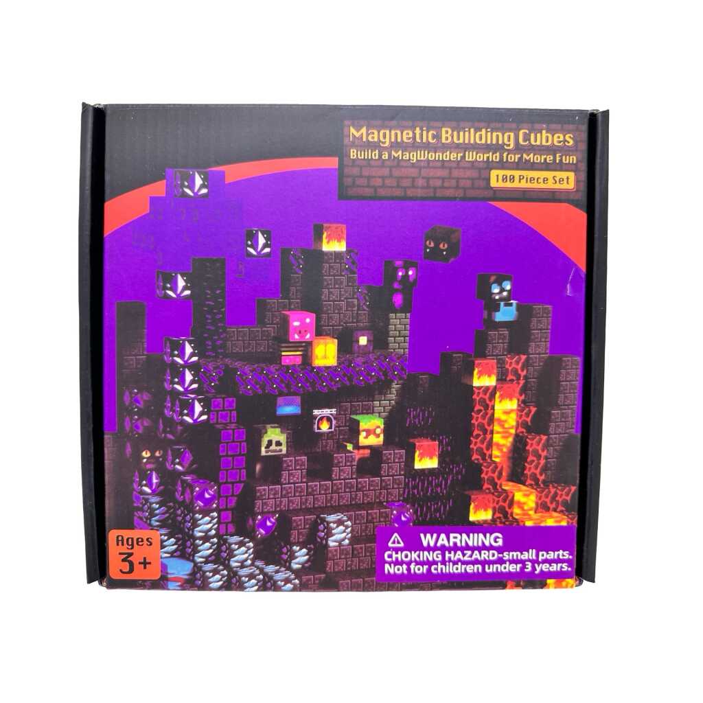 Set cuburi magnetice de construit 100 piese Castelul de lava al fantomelor