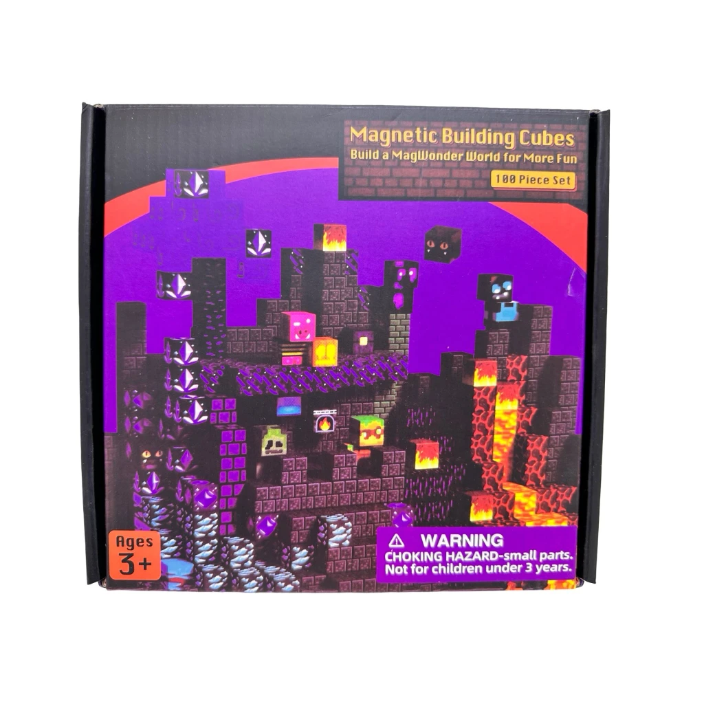 Set cuburi magnetice de construit 100 piese Castelul de lava al fantomelor