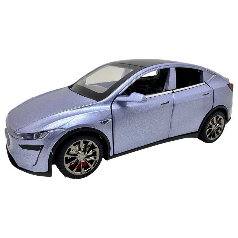 Macheta New Tesla Model Y 1:32 bleu replica metalica deschidere usi capota si portbagaj sunet si lumini