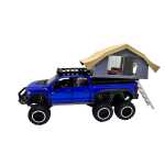 Macheta Ford Raptor albastru 6x6 Camper 1:24 replica metal lumini si sunete usa deschisa si compartiment detasabil - imagine 7