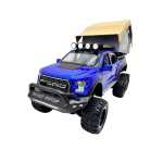 Macheta Ford Raptor albastru 6x6 Camper 1:24 replica metal lumini si sunete usa deschisa si compartiment detasabil - imagine 5