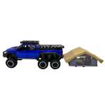 Macheta Ford Raptor albastru 6x6 Camper 1:24 replica metal lumini si sunete usa deschisa si compartiment detasabil - imagine 6