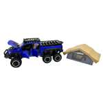 Macheta Ford Raptor albastru 6x6 Camper 1:24 replica metal lumini si sunete usa deschisa si compartiment detasabil - imagine 9