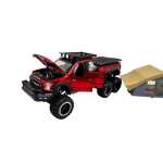 Macheta Ford Raptor rosu 6x6 Camper 1:24 replica metal lumini si sunete usa deschisa si compartiment detasabil - imagine 7