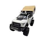 Macheta Ford Raptor alb 6x6 Camper 1:24 replica metal lumini si sunete usa deschisa si compartiment detasabil - imagine 4