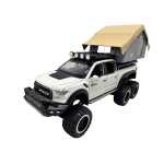 Macheta Ford Raptor alb 6x6 Camper 1:24 replica metal lumini si sunete usa deschisa si compartiment detasabil - imagine 8