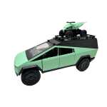 Macheta Tesla Cybertruck Camper verde cu ATV 1:24 replica metal lumini si sunete deschidere compartiment