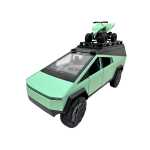Macheta Tesla Cybertruck Camper verde cu ATV 1:24 replica metal lumini si sunete deschidere compartiment - imagine 4