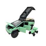 Macheta Tesla Cybertruck Camper verde cu ATV 1:24 replica metal lumini si sunete deschidere compartiment - imagine 10