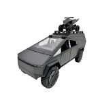 Macheta Tesla Cybertruck Camper cenusiu cu ATV 1:24 replica metal lumini si sunete deschidere compartiment - imagine 4
