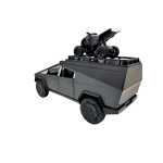 Macheta Tesla Cybertruck Camper cenusiu cu ATV 1:24 replica metal lumini si sunete deschidere compartiment - imagine 5