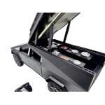 Macheta Tesla Cybertruck Camper cenusiu cu ATV 1:24 replica metal lumini si sunete deschidere compartiment - imagine 7
