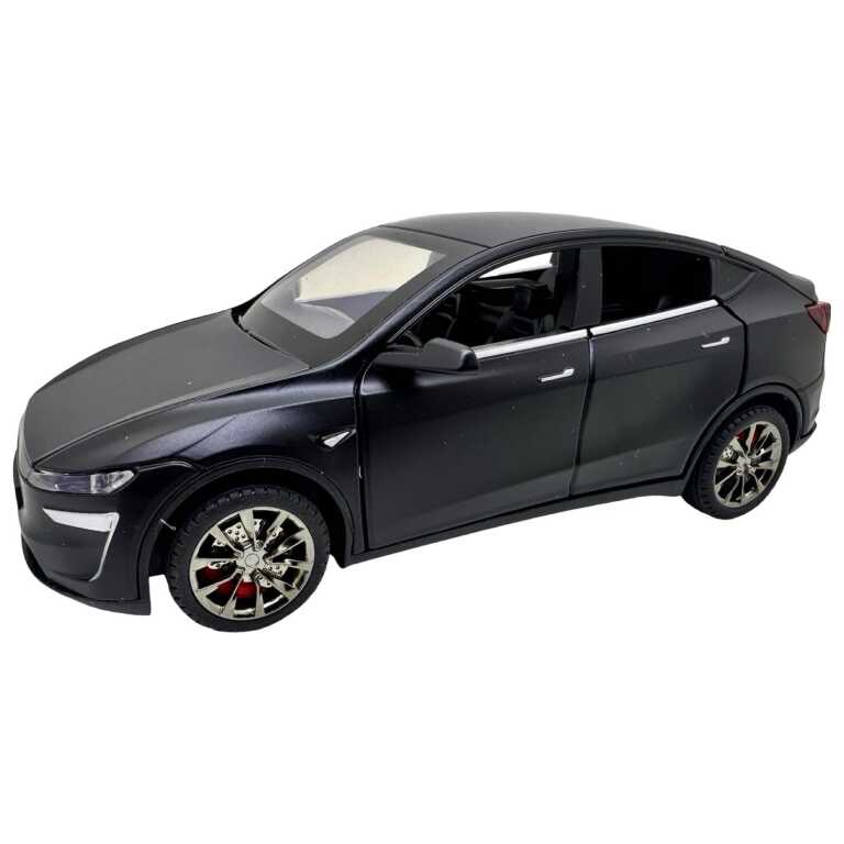 Macheta Tesla Model Y 1:32 neagra replica metalica deschidere usi capota si portbagaj sunet si lumini