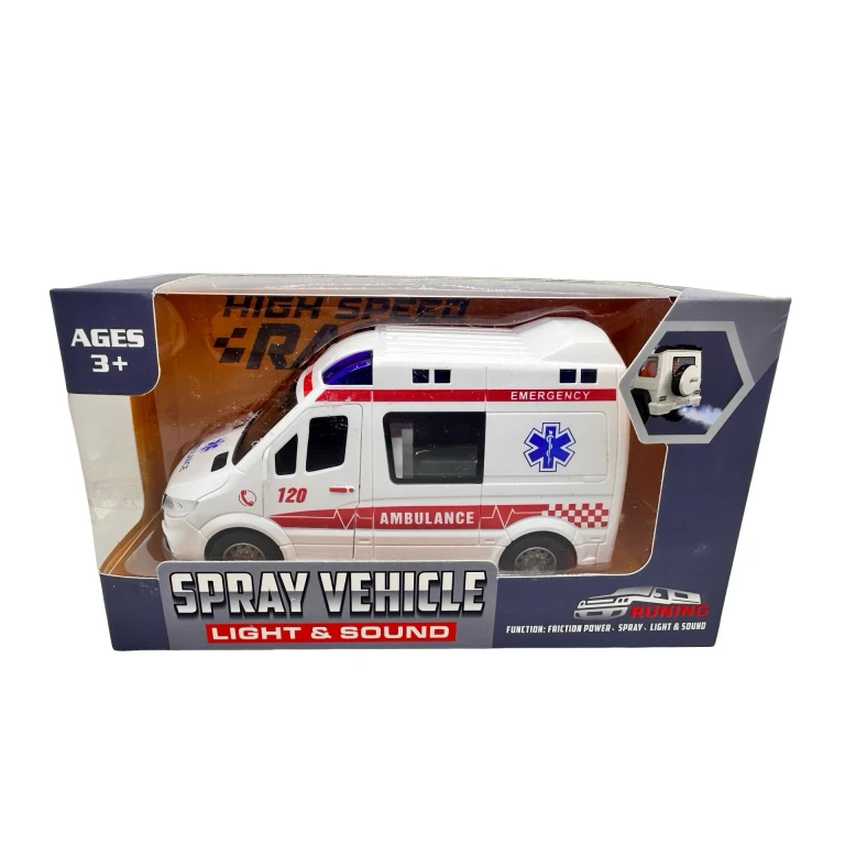 Masina Ambulanta din plastic cu lumini sunete si abur