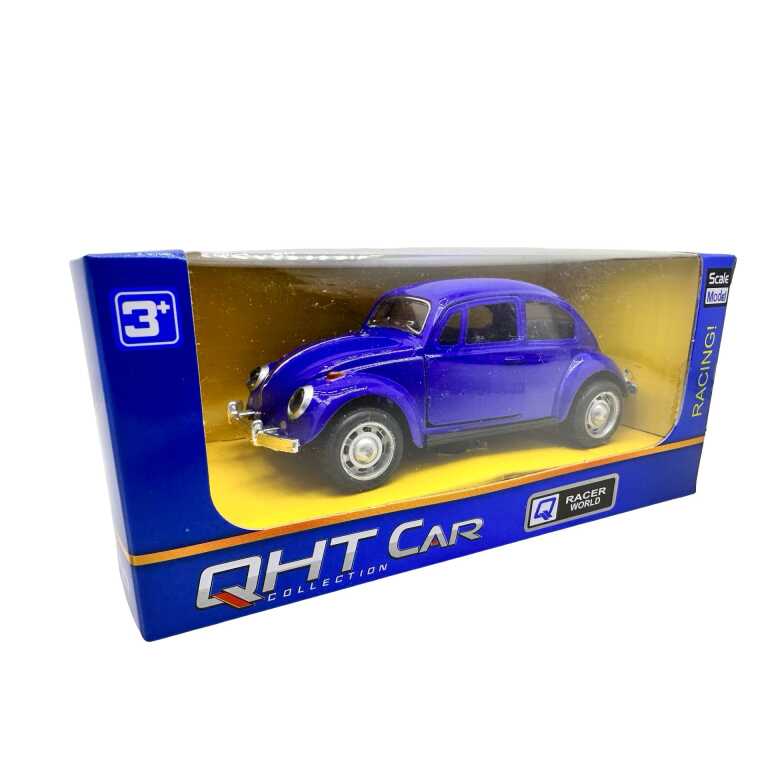 Macheta Volkswagen Beetle 1:32 replica metal albastra lumini si sunete usi deschise