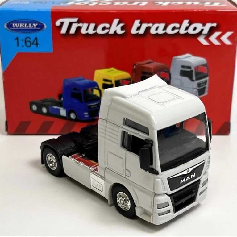 Macheta Cap Tir MAN TGX XXL 2 axe 1:64 replica metal alb