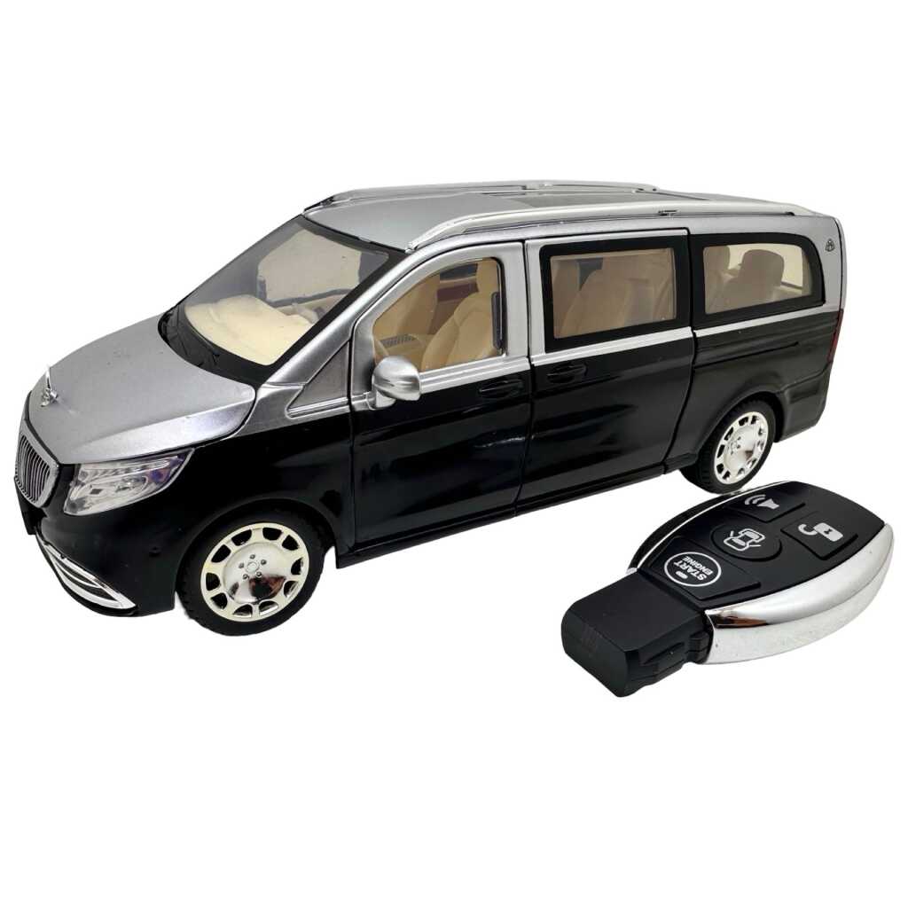 Macheta Mercedes Maybach V-Class negru gri 1:24 replica metal lumini si sunete usi laterale actionate din telecomanda