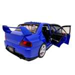 Macheta Mitsubishi Lancer Evo 9 albastru 1:24 replica metal lumini si sunete deschide usi capota si portbagaj - imagine 26
