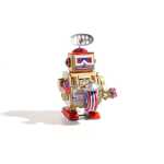Robotel Tobosar Gold 10 cm Jucarie Mecanica din Metal cu Cheita Stil Retro Vintage - imagine 3