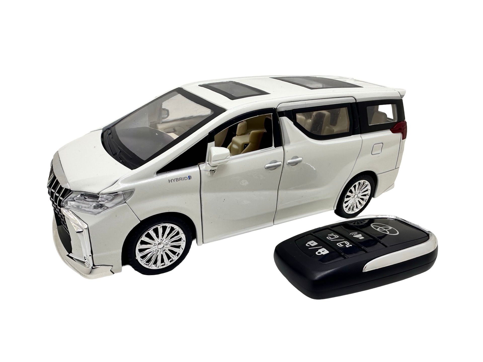 WhatsApp Image 2026-04-30 at 12.39.42 Macheta Toyota Alphard Executive Lounge alba 1:24 telecomanda replica metal lumini si sunete usi laterale electrice