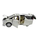 Macheta Toyota Alphard Executive Lounge alba 1:24 telecomanda replica metal lumini si sunete usi laterale electrice - imagine 8