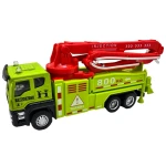 Macheta camion pompa beton 17 cm metal si plastic brat extensibil roti functionale sunet si lumini