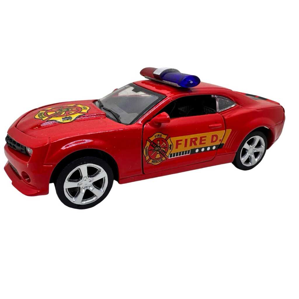 Macheta Chevrolet Camaro pompieri sport 1:38 metal lumini si sunete usi capota portbagaj deschise