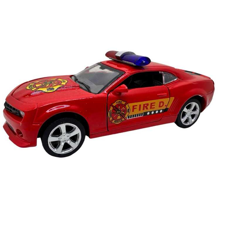 Macheta Chevrolet Camaro pompieri sport 1:38 metal lumini si sunete usi capota portbagaj deschise