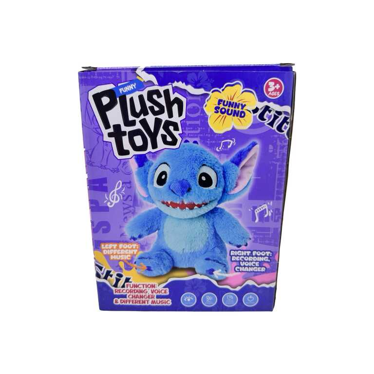 Jucarie plus interactiva Stitch albastru cu sunete inregistrare si schimbare voce muzica