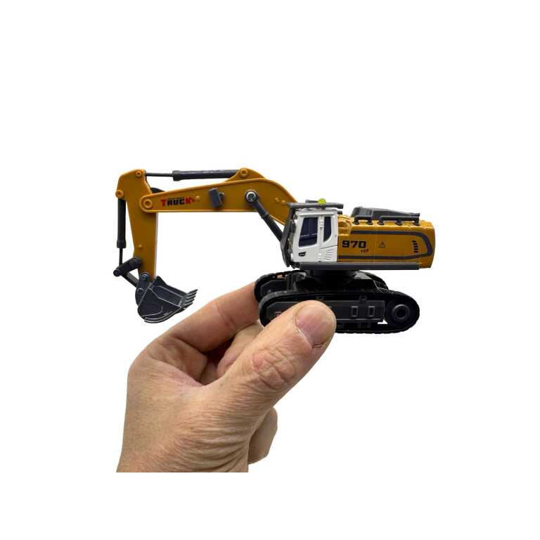 Macheta Excavator 970 telecomanda 1:64 replica metal lumini si sunete senile functionale incarcare USB
