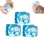 Jucarie antistres cub gel transparent cu fulgi zapada elastic squishy senzorial overtang - imagine 5