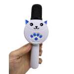Microfon karaoke copii model pisica wireless Bluetooth cu difuzor lumini si efecte vocale