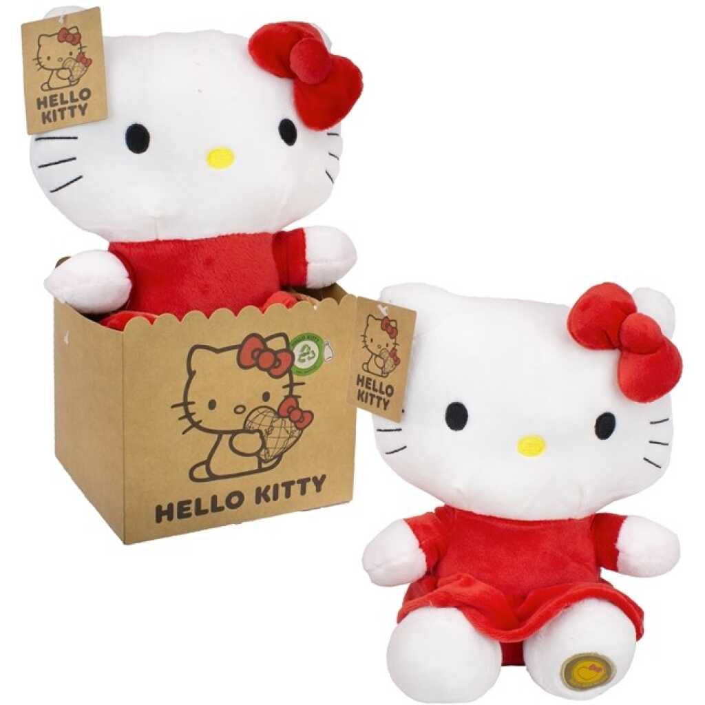 Jucarie de Plus Hello Kitty Classic Rochie Rosie in Punga de Cadou 27 cm