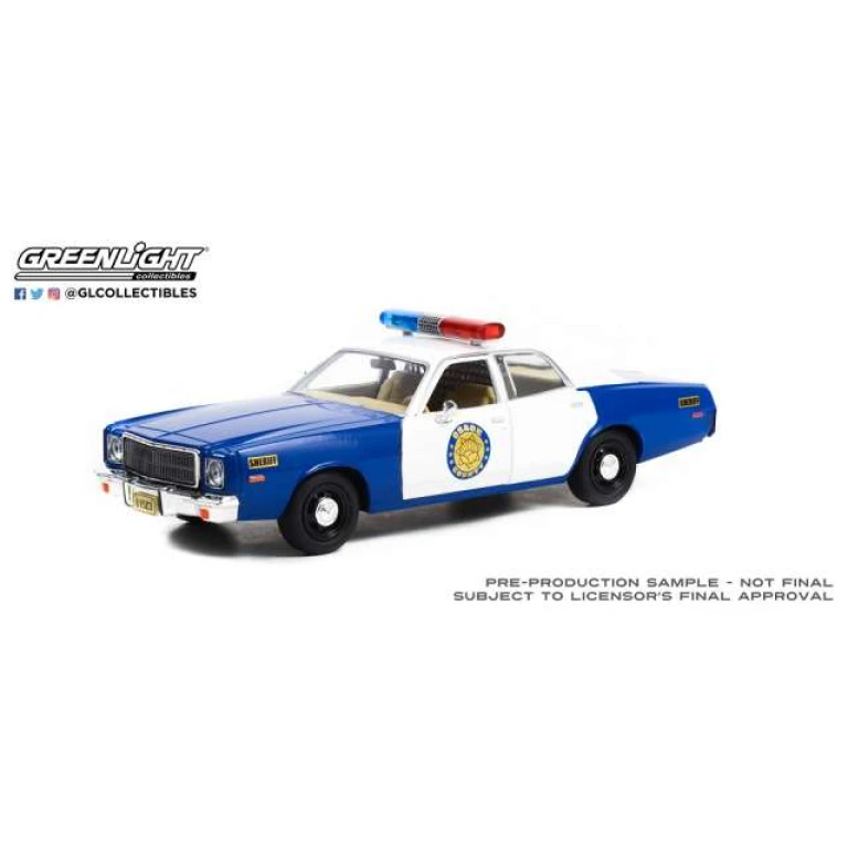 Macheta 1975 Plymouth Fury Osage County Sheriff 1:24 replica metal Albastru Alb