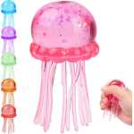 Minge Squishy Meduza Antistres mare 12cm cu Gel si Sclipici colorat - imagine 4